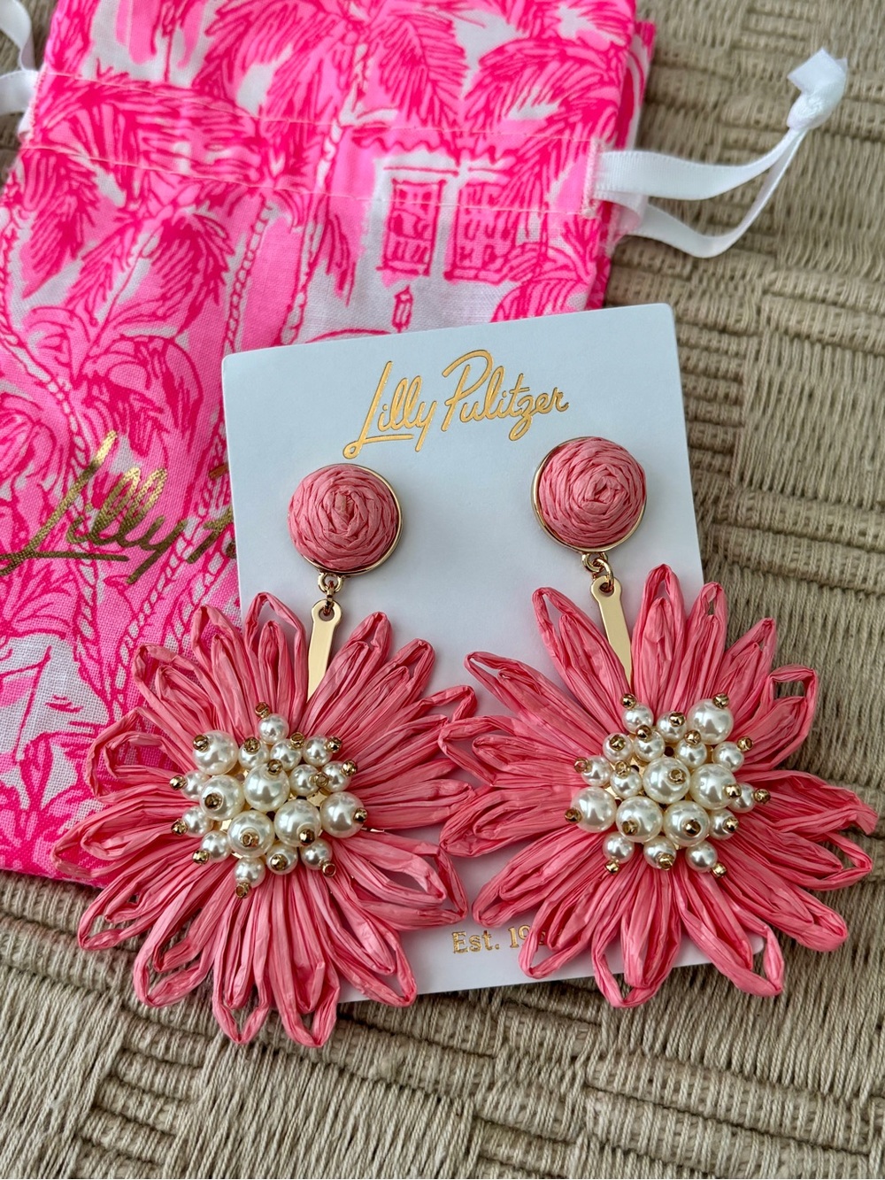 LILLY PULITZER Sorbet Pink Bursting Blooms Earrings - Picture 2 of 3